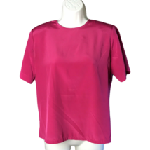 Judy Bond High Neck Classy Blouse Top ~ Sz 8P ~ Dark Pink ~ Short Sleeve - £14.88 GBP