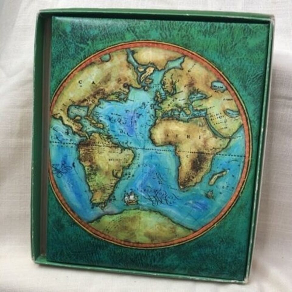 Vintage NOS Hallmark World Map Travel Journal Album Diary Unplugged New Rich - $14.85