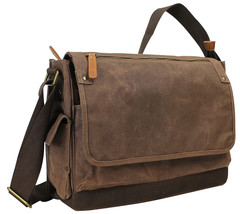 Vagarant Traveler 15 in. Vintage Cotton Wax Canvas Laptop Messenger Bag ... - £46.47 GBP