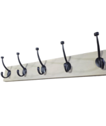 5 Hook Wall Rack 27” Oak Wood Textured Chiffon Lace Tower Rope Coat Hanger - $44.39 CAD