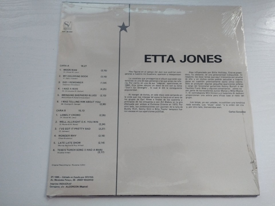 Etta Jones estrellas del Jazz 1985 SLP30694 Roulette - LP vinyl 12 " New Item image 3