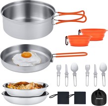 Kingcamp 17/25Pcs Stainless Steel Camping Cookware Mess Kit Camping Cook... - £30.64 GBP