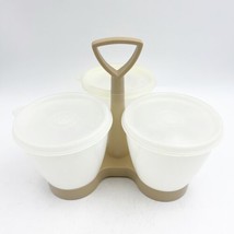 vintage TUPPERWARE Condiment Caddy Almond Beige w/Bowls and lids - £15.97 GBP