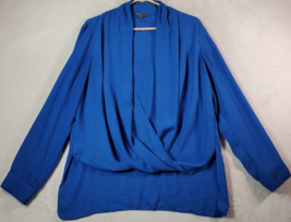 Vince Camuto Blouse Top Womens Large Blue 100% Polyester Long Sleeve Round Neck - £15.46 GBP