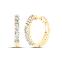 14kt Yellow Gold Womens Round Diamond Hoop Earrings 3/4 Cttw - £803.84 GBP