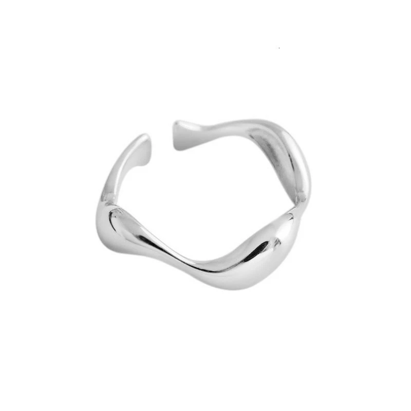 925 Sterling Silver Ring Ins Minimalist Irregular Wave Rings For Women Resizable - £25.21 GBP