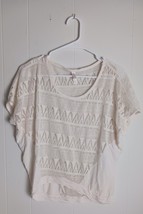 Xhilaration Womens Cream  Lace Blouse Top Short Sleeve Size S - $166.54 MXN