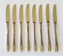 antique SIMEON ROGERS silverplate FLATWARE A1 X FLORAL dinner knives 8pc - £30.19 GBP