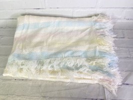Vintage Gigi Knits Multicolor Pastel Squares Fringe Knit Baby Security Blanket - £79.32 GBP
