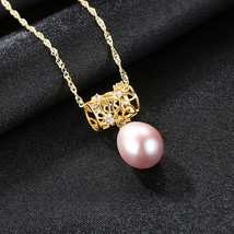 S925 Sterling Silver Jewelry Silver Pearl Necklace Micro Inlay 3A Zircon Fashion - £30.02 GBP