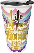 Spoontiques Coffee Helps Ceramic Travel Mug, 10 oz, Multicolored - $16.82