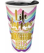 Spoontiques Coffee Helps Ceramic Travel Mug, 10 oz, Multicolored - $23.06 CAD