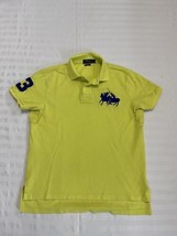 Polo Ralph Lauren Polo Shirt Mens Large Yellow Short Sleeve Big Pony Number 3 - £11.29 GBP
