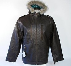 Special Blend Brown Leather Hooded Jacket Mens Medium M NWT - $395.99