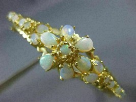 Flower Pear &amp; Oval 9CT Simulated Opal Bangle Bracelet Gold Plated 925 Silver  - £166.80 GBP
