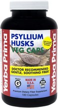 Yerba Prima Fiber Psyllium Husks - 180 Veg Caps - £28.76 GBP