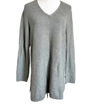 J Jill Gray V Neck Silk Blend Sweater Sz Medium - £26.41 GBP