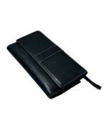 *VINTAGE * COACH HAMPTONS LARGE BLACK TRIFOLD LEATHER CHECKBOOK WALLET - $100.21 CAD