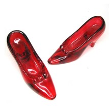 Vintage Art Glass Heels Figurine Set 5 inch Wizard of Oz Ruby Red Slippers Pumps - £23.70 GBP