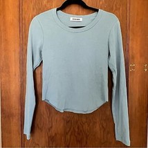 NWOT Daydreamer Long Sleeve Fitted Tee Raw Hem Small  Blue - $17.75