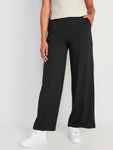 Old Navy PowerSoft Wide Leg Pants Womens M Petite Black High Rise Pull O... - $32.54