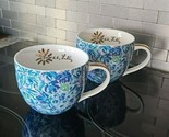 Lilly Pulitzer Ceramic Mug Coffee / Tea Cup Floral Design 12 Ounce Pair ... - £10.24 GBP