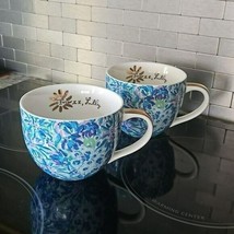 Lilly Pulitzer Ceramic Mug Coffee / Tea Cup Floral Design 12 Ounce Pair 2 count - £10.17 GBP