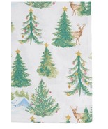 Twinkle Town Christmas Tree Deer Cabin Lodge Oblong Table Cloth 60&quot; X 10... - $28.70