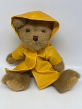 Brown Plush w Beans Teddy Bear w Yellow Raincoat - Jerry Elsner  10&quot;- Poseable - £9.41 GBP