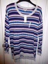 Women&#39;s Arizona Scoop Neck Tunic Sweater Size XX-Large Gray Purple NEW - £16.31 GBP