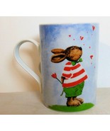 Bunny Rabbit Love Hearts and Flower  Mug 4&quot; Germany - £11.92 GBP