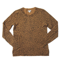NWT J.Crew Cashmere Crewneck Sweater in Burnished Timber Black Leopard Dot S - £49.90 GBP