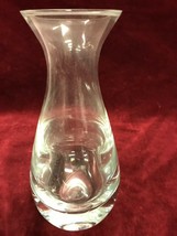 9 in Hand Blown clear Glass Vase Souffle A La Bouche Sticker heavy thick base - £18.21 GBP