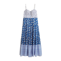 NWT J.Crew Button-front Maxi in Blue Mixed Block Prints Tank Dress 6 - £71.96 GBP