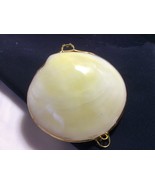 White Clam Sea shell Brass Hinged Snuff Pill coin Jewelry Trinket Box na... - £14.12 GBP