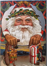 Santa Claus Christmas Postcard Giant Head Toys Embossed 1910 Series 2500 Conwell - £20.81 GBP