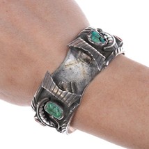 6 1/8&quot; Navajo Sterling Turquoise, and coral watch cuff - $155.93