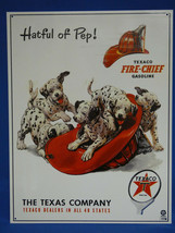 Texaco Hatful of Pep Dalmation Dog Fireman Gasoline Vintage Look Metal S... - $28.01