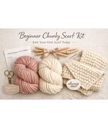 Beginner Chunky Scarf Knitting Kit -Learn to Knit -  Bulky Yarn Scarf - $70.00