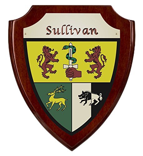 Sullivan Irish Coat of Arms Shield Plaque - Rosewood Finish