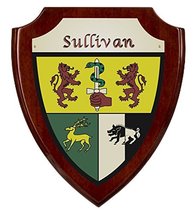 Sullivan Irish Coat of Arms Shield Plaque - Rosewood Finish - $43.56