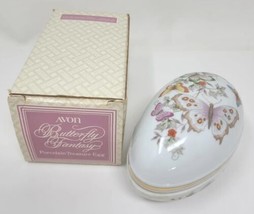 Vintage Avon Butterfly Fantasy Porcelain Treasure Egg Trinket Box New in... - $18.99