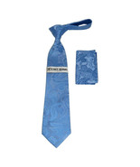 Men&#39;s Stacy Adams Tie and Hankie Set Woven Silky #Stacy17 Blue Paisley - $40.73 CAD