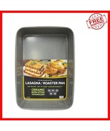 Durable Ceramic Non-Stick Roasting Pan - Stylish 15x10 Silver Granite De... - $899.23 MXN