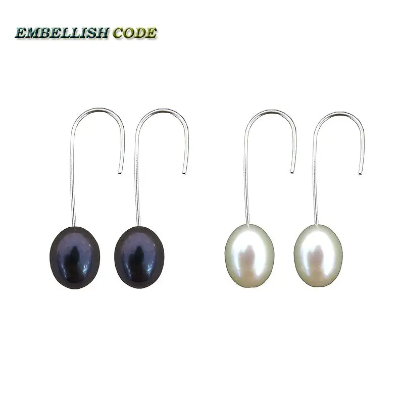 Straight hook earring fashion simple stely real fresh water Cultured AAA pearl - £12.25 GBP