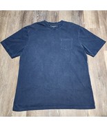 J Peterman Shirt Mens Sz L Navy Blue Knit Soft Short Sleeve Cotton Heavy... - €16,92 EUR
