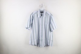 Vintage 70s Streetwear Mens 16.5 Striped Color Block Short Sleeve Button Shirt - £38.98 GBP