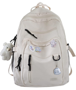 Cute Aesthetic Backpack for School Middle Student Travel White Backpack - £28.79 GBP