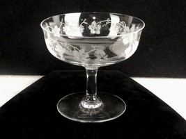 Etched Glass Dessert Cup, 3 3/4&quot;, Ice Cream/Fresh Fruit, Grapes &amp; Leaves... - $7.79