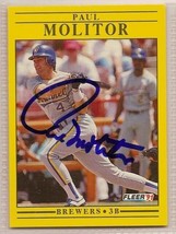 Paul Molitor Autographed Baseball Card Signed Twins Brewers WS MVP HOF Fleer 91 - £18.81 GBP